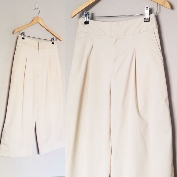 Gap Women 8 High Rise Wide-Leg Khakis with Washwell French Vanilla Cream Cropped - Picture 6 of 14